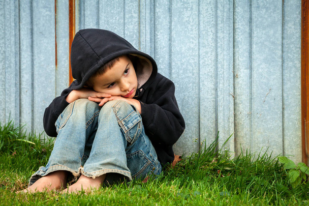 Sad homeless Little Boy - Photo, Image
