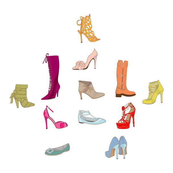 collezione di scarpe moda donna
 - Vettoriali, immagini
