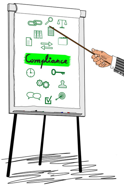 Compliance concept drawn on a flipchart - Photo, Image
