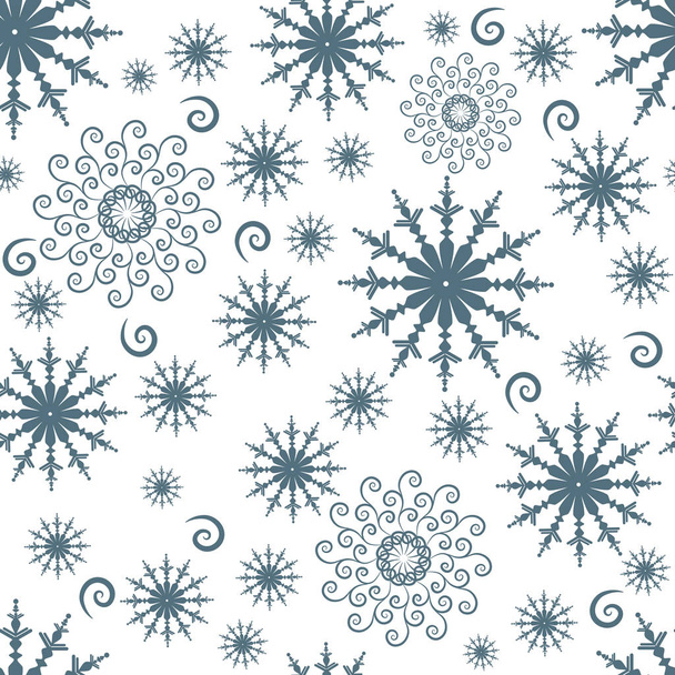 Modèle sans couture monochrome avec flocons de neige
  - Vecteur, image