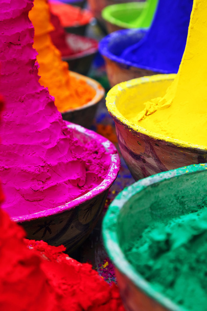 Colorful tika powders in a market of India , Asia - 写真・画像