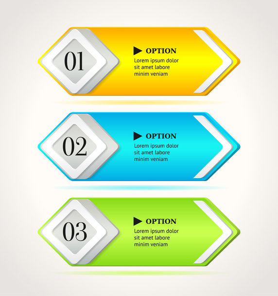 Shine horizontal colorful options banners buttons template. Vector illustration - ベクター画像