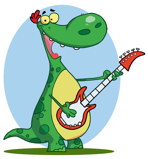 Динозавр играет на гитаре
 - Фото, изображение