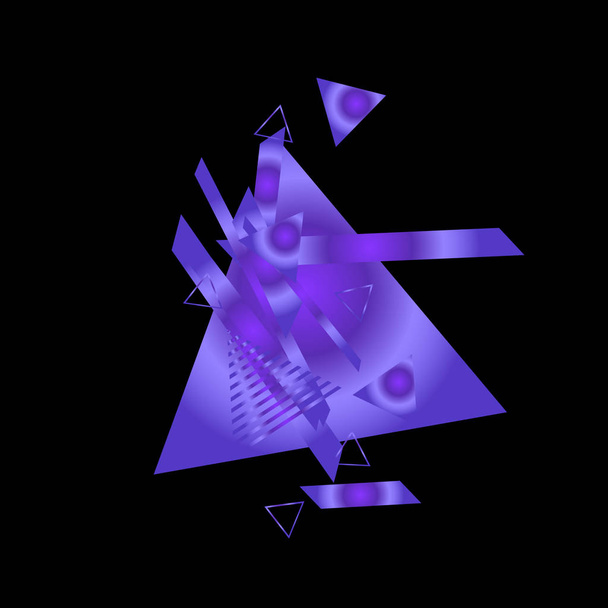 Geometric pattern with purple triangles on black background - ベクター画像