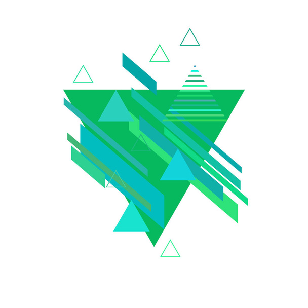 Abstract triangles in blue and green colors on white background - Vector, Imagen