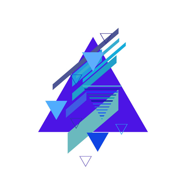 Triangles with lines in blue color on white background - Vector, Imagen