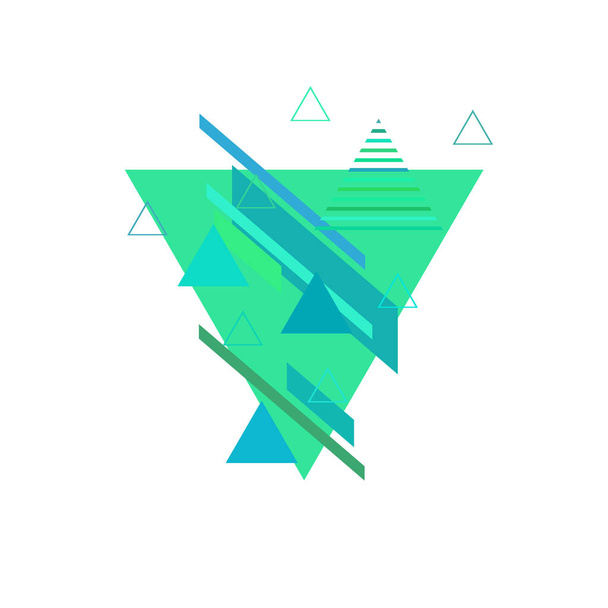 Triangles in green and blue colors on white background - Vector, Image