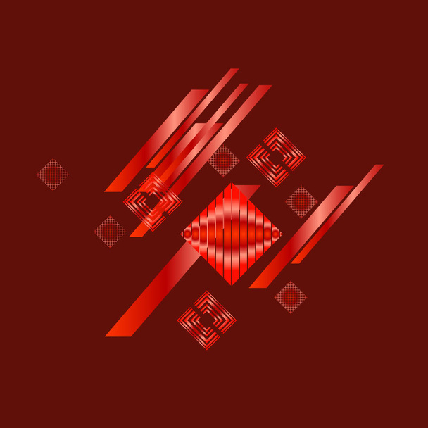 Red rhombuses on burgundy background, vector - Wektor, obraz