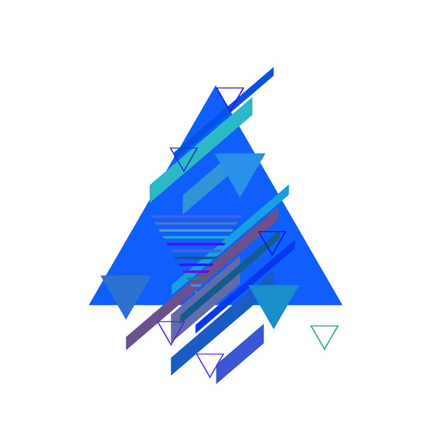 Triangles with lines in blue color on white background - Vektör, Görsel