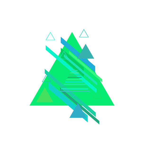 Triangles in green and blue colors on white background - Διάνυσμα, εικόνα
