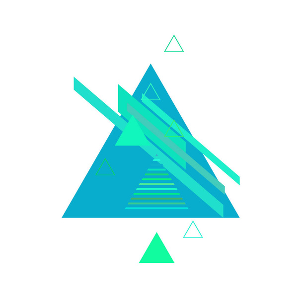 Triangles in green and blue colors on white background - Вектор, зображення