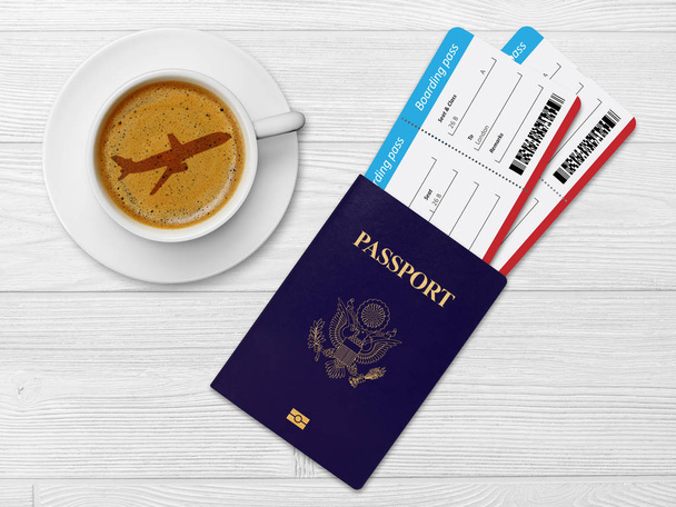 Cartão de embarque e passaporte
 - Foto, Imagem