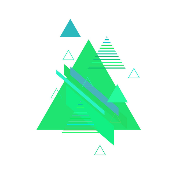 Abstract triangles in blue and green colors on white background - Vector, afbeelding