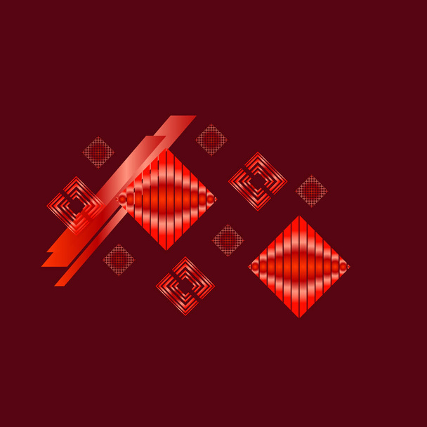 Red rhombuses on burgundy background, vector - Wektor, obraz