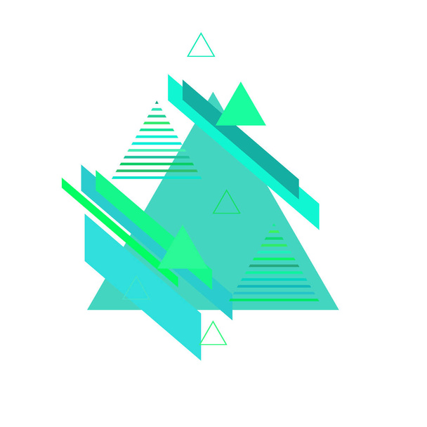 Abstract triangles in blue and green colors on white background - Διάνυσμα, εικόνα