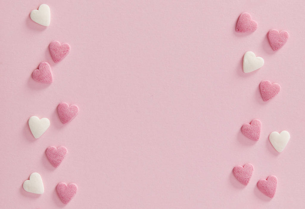 Pink and white hearth shaped sprinkles - Photo, image
