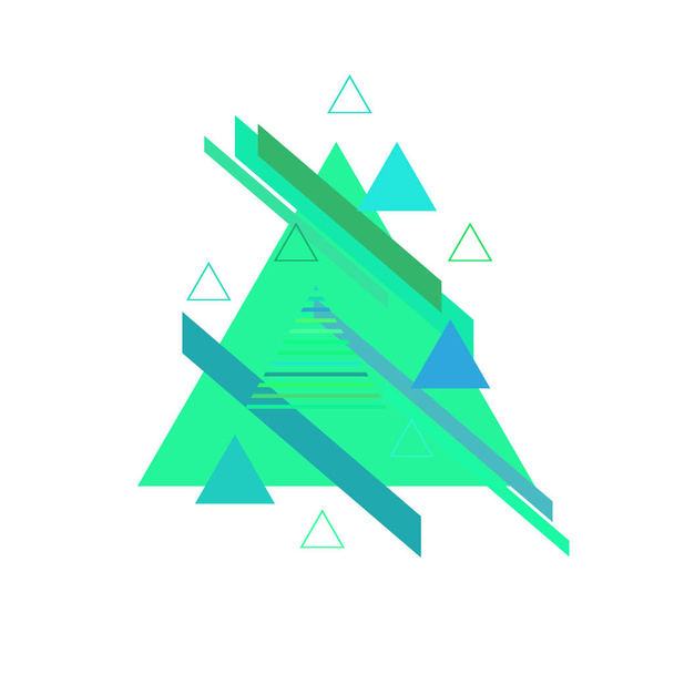 Abstract triangles in blue and green colors on white background - Vector, imagen