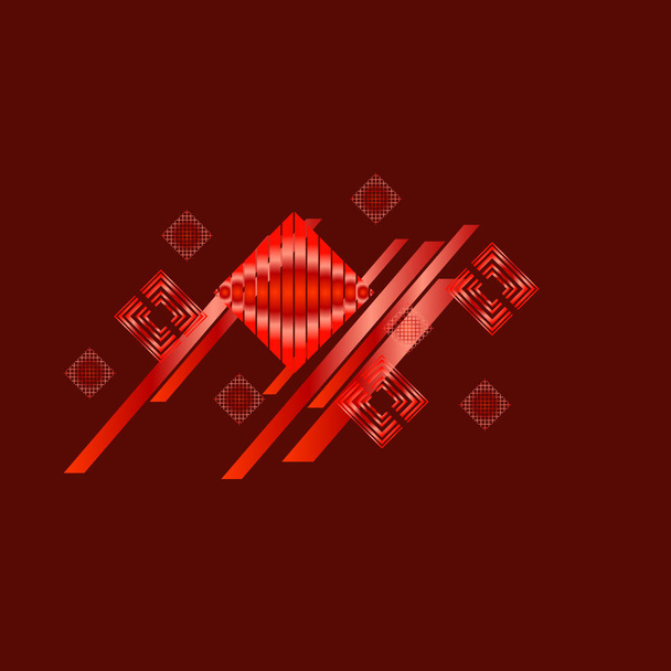 Red rhombuses on burgundy background, vector - Вектор,изображение