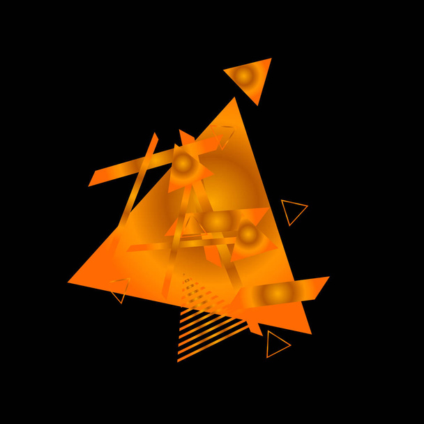 Bright orange triangles on black background - Vector, imagen
