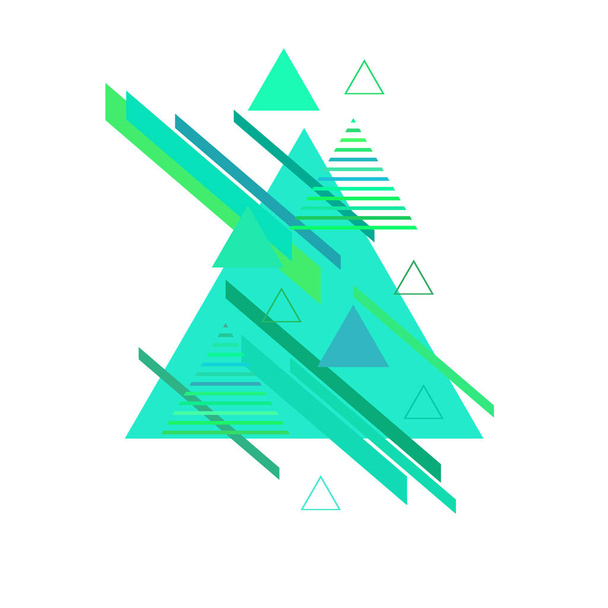 Triángulos abstractos en colores azul y verde sobre fondo blanco
 - Vector, imagen