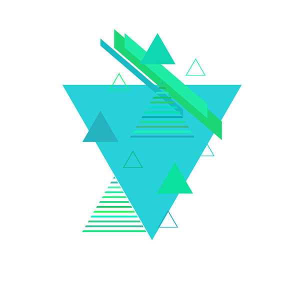 Streszczenie trójkąty w niebieskich i zielonych kolorach na białym tle - Wektor, obraz