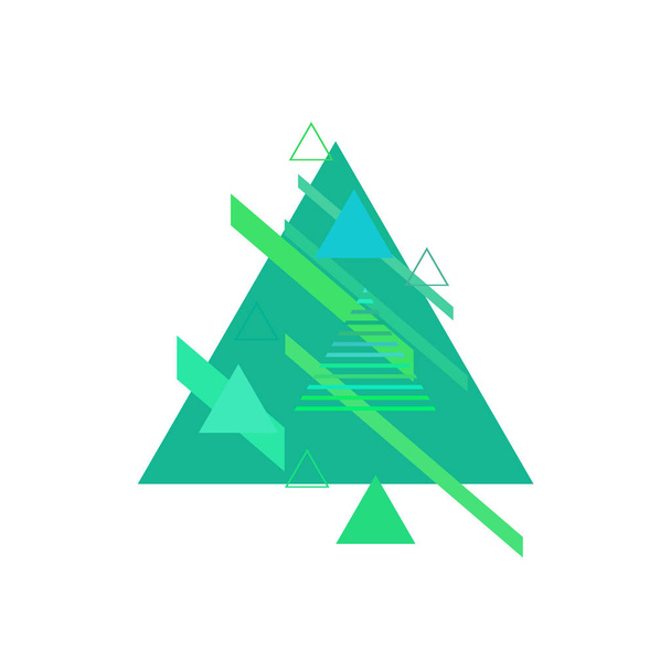 Abstract triangles in blue and green colors on white background - Vector, imagen