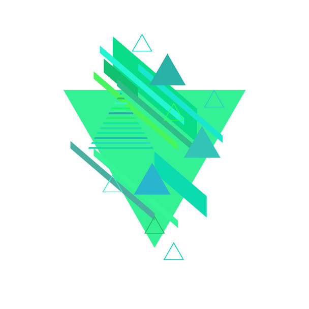 Abstract triangles in blue and green colors on white background - Vector, Imagen