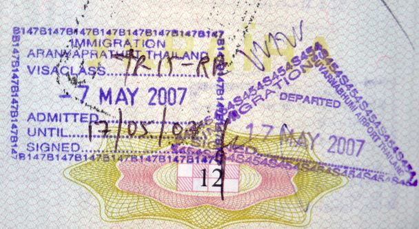thaiföldi vízum útlevél bélyegek - Fotó, kép