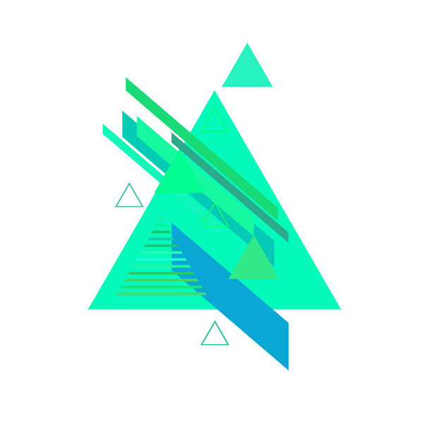 Abstract triangles in blue and green colors on white background - Vector, afbeelding