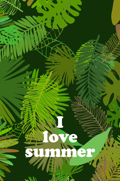 Листья тропических растений. Цвет летней открытки, летние каникулы. Векторный фон
. - Вектор,изображение