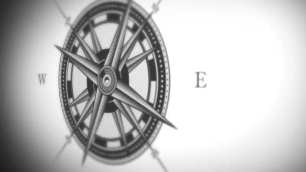 Ropota animovaná na pozadí smyčka/4k animovaná animace černého a bílého námořního kompasu - Záběry, video