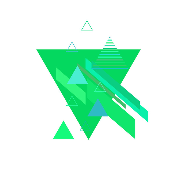 Triangles in green and blue colors on white background - Вектор,изображение