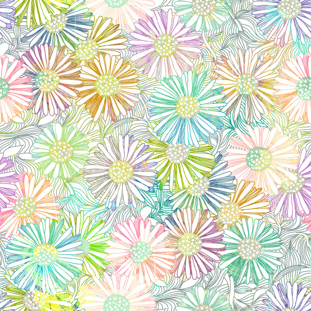 Daisy floral seamless pattern. EPS 10 - Vector, Imagen