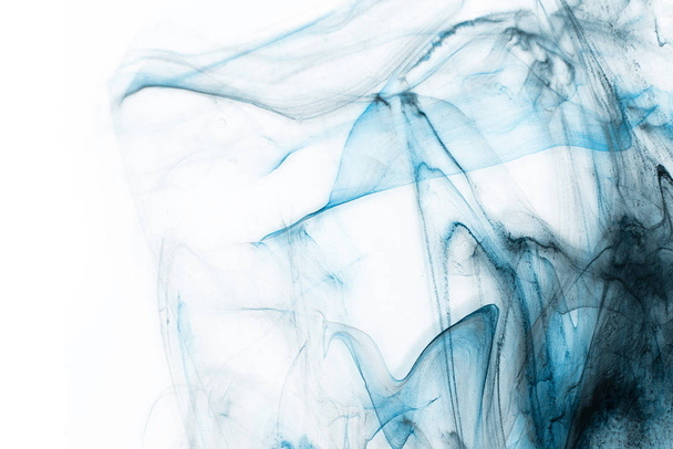 Colorful blue ink  on white paper background. Texture - Fotoğraf, Görsel
