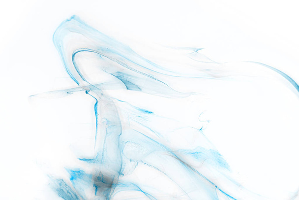 Colorful blue ink  on white paper background. Texture - 写真・画像