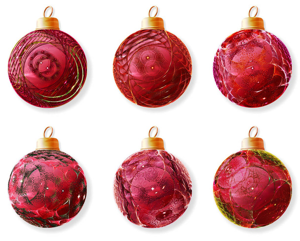 set of red christmas balls - Фото, изображение