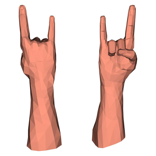 Rock symboli alhainen poly käsi
 - Vektori, kuva