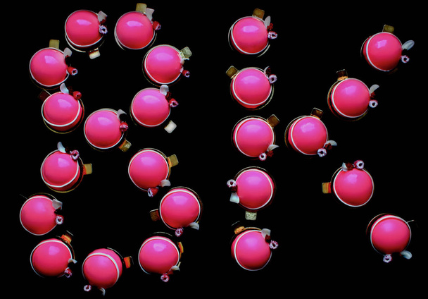 rosa Desserts bilden 8k auf schwarzem Hintergrund, Draufsicht - Foto, Bild