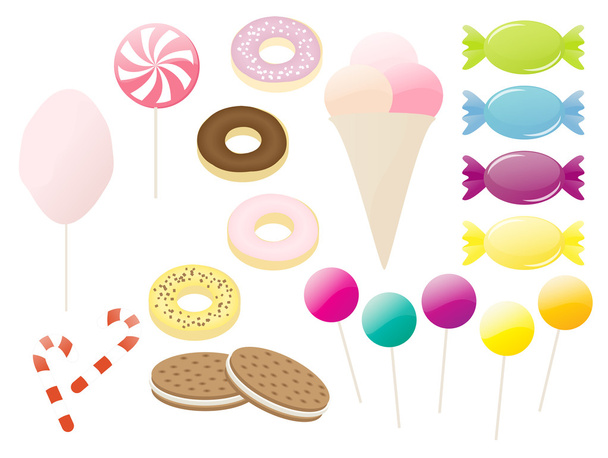 Vector set of sweets and candies - Vector, imagen