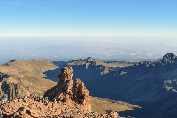 A group of hikers in the scenic mountain landscapes of Mount Kenya - Photo, Image