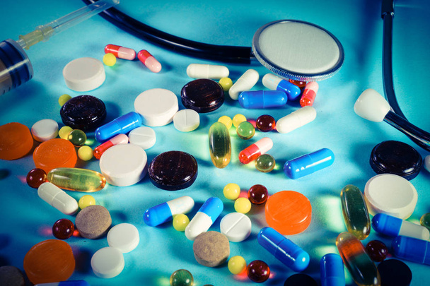 Pharmacy background with pills - Photo, Image