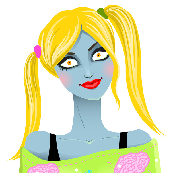 Portrait of funny girl zombie - Vektor, kép