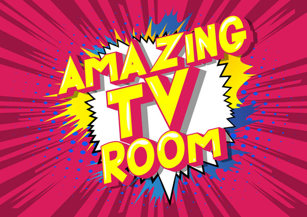 Amazing TV Room - vektori kuvitettu sarjakuva tyyli lause abstrakti tausta
. - Vektori, kuva