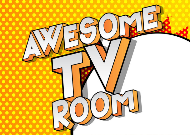 Impresionante sala de televisión - Vector ilustrado cómic estilo frase sobre fondo abstracto
. - Vector, Imagen