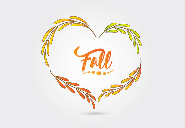 Autumn heart shape from falling leaves logo vector - Vector, afbeelding