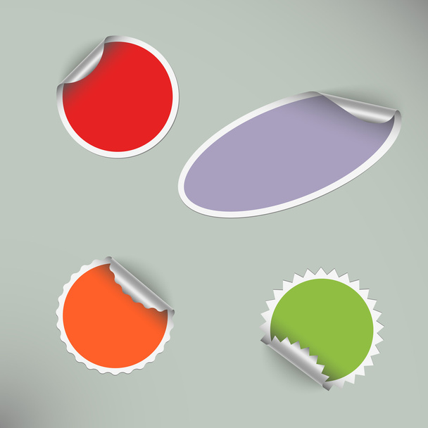 Conjunto de adesivos redondos em branco coloridos
 - Vetor, Imagem