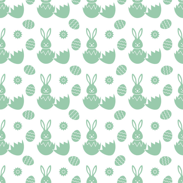 Seamless pattern with Easter Bunny, eggs. - Wektor, obraz
