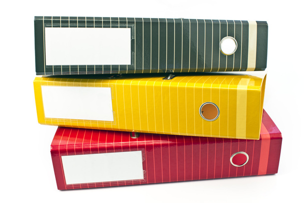 Три разноцветных офисных папки
 - Фото, изображение