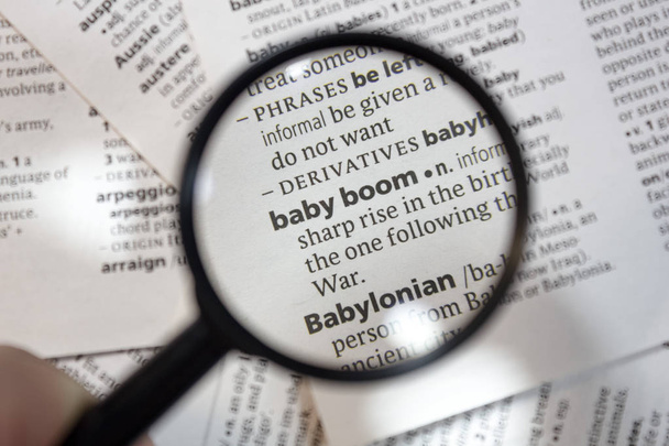 das Wort "Babyboom" in einem Wörterbuch. - Foto, Bild