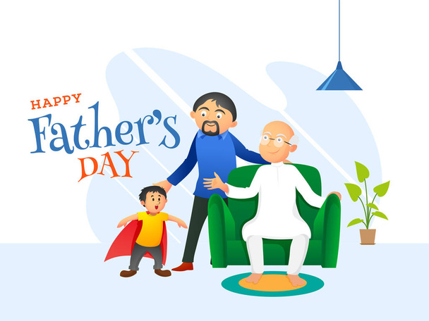 Happy Father's Day celebration banner or poster design with illu - Vector, Image